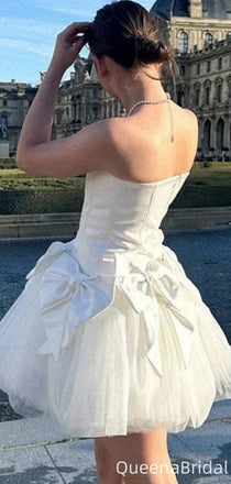 Elegant Bateau Strapless A-line Homecoming Dress Graduation Party Dress,QB0976