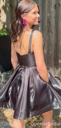 Elegant One-shoulder A-line Short Mini Homecoming Dress,QB0989