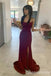 Sexy Burgundy Side Slit Spaghetti Straps Mermaid Party Dress Long Prom Dresses to Impress ,WGP1626