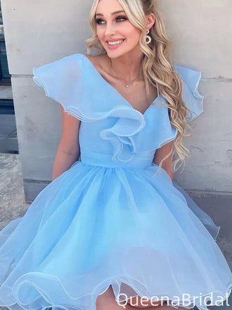 Elegant V-neck A-line Short Mini Homecoming Dress,QB1080