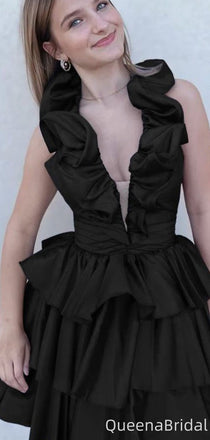 Gorgeous Deep V-neck Halter A-line Short Mini Homecoming Dress,QB1083