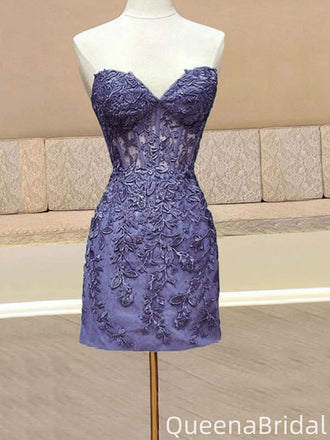 Elegant Strapless V-neck Sheath Short Mini Homecoming Dress,QB1088