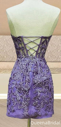 Elegant Strapless V-neck Sheath Short Mini Homecoming Dress,QB1088