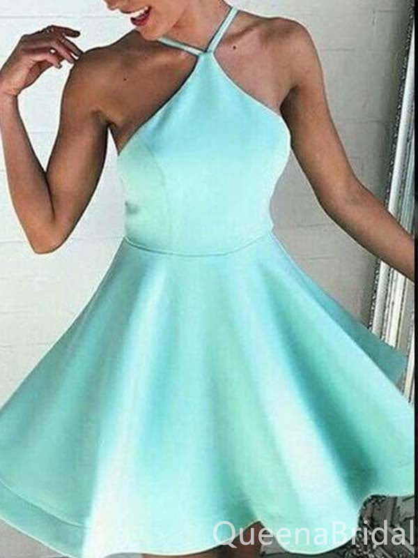 Sexy Elegant Open Back Simple A-line Short Homecoming Dresses With Pleats ,QB0651