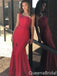 Sexy Red One Shoulder Sheath Evening Gown Maxi Long Formal Dresses Prom Dresses With Front Slit,WGP882