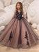 Stunning Lace Appliques A-line Long Ball Gown Flower Girl Dresses , FGS0061