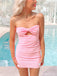 Elegant Pink Strapless Sleeveless Mermaid Simple Short Homecoming Dresses, QB0404