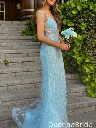 Gorgeous Spaghetti Strap V-neck Mermaid Long Formal Gown to Impress,WGP2021