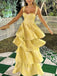 Unique Yellow Ruffles Sweetheart A-line Evening Gown Prom Dresses,WGP593