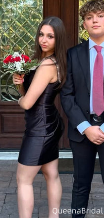 Formal Spaghetti Strap Sweetheart Sheath Short Mini Homecoming Dress,QB0990