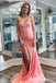 Strapless Blush Pink Beaded Sweetheart Side Slit Mermaid Long Prom Dresses ,WGP1559