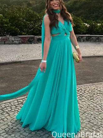 Elegant Halter V-neck A-line Long Formal Gown to Impress,WGP2177