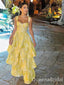 Unique Yellow Ruffles Sweetheart A-line Evening Gown Prom Dresses,WGP593