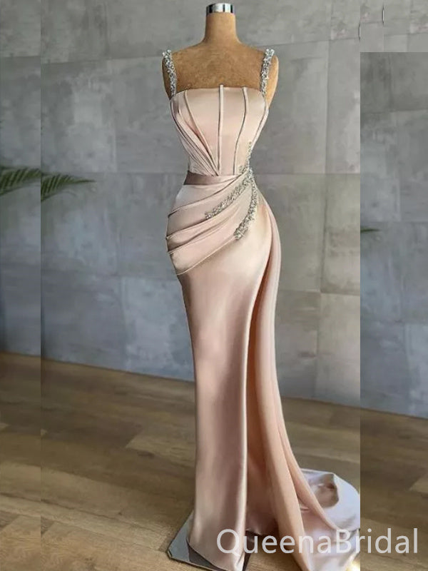 Charming Elegant Light Pink Mermaid Beaded Evening Gown Long Formal Dresses Prom Dresses,WGP806