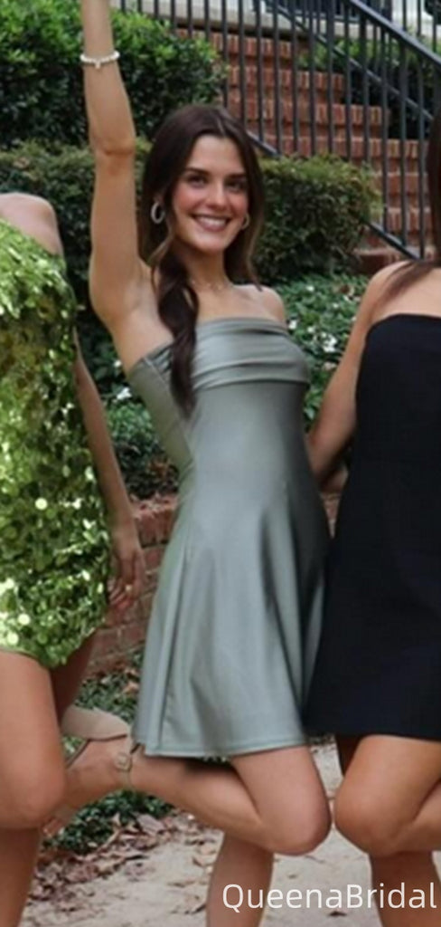 Elegant Strapless A-line Short Mini Homecoming Dress,QB0991
