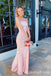 Strapless Light Pink Side Slit Mermaid Long Prom Dresses ,WGP1567