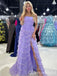 Elegant Lilac Side Slit Strapless A-line Long Prom Dresses ,WGP1570