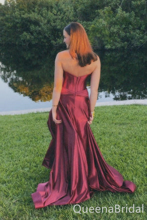 Sexy Strapless Side Slit A-line Long Prom Dresses ,WGP1575