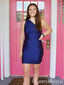 Mermaid One Shoulder Lace Up Back Royal Blue Tight Graduation Party Short Homecoming Dresses ,QB0724