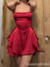 Sexy Red Lace Up Back Simple A-line Short Homecoming Dresses With Pleats ,QB0652