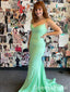 Green Sexy Lace Up Back Sweetheart Mermaid Spaghetti Straps Long Evening Gown Prom Dresses ,WGP572