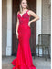 Elegant Red Strapless Simple Spaghetti Strap Beading Evening Prom Dresses,WGP484