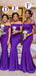 Mismached Purple Mermaid Long Simple Cheap Bridesmaid Dresses,BDS0176