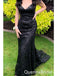 Sexy Black Spaghetti Strap Sequin Mermaid Lace Up Back Long Evening Gown Prom Dresses,WGP415
