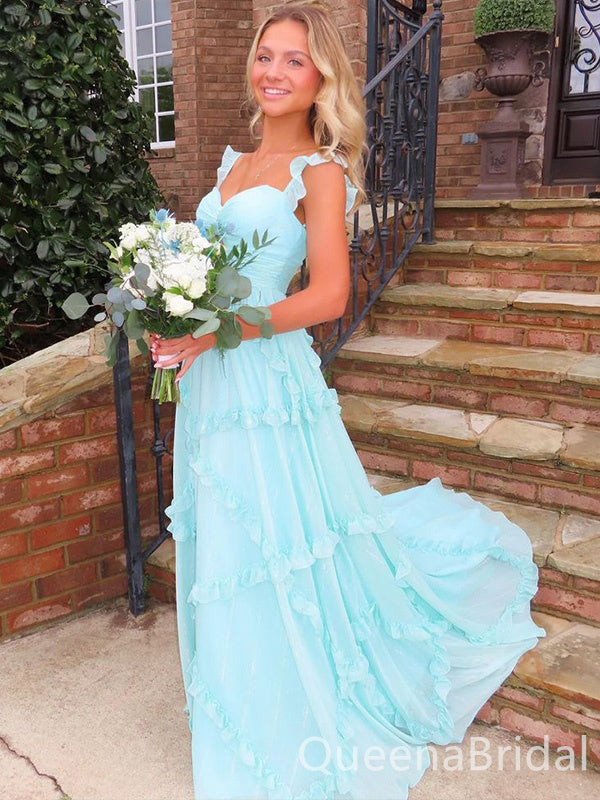 Elegant glamorous Sky Blue Sweetheart A-line Evening Gown Long Prom Dresses with Pleats,WGP674