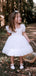 Cute White Tulle Ruffle A- Line Cheap Simple Flower Girl Dresses, FGS0026