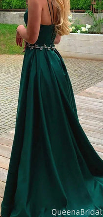 Elegant Spaghetti Strap V-neck A-line Long Formal Gown to Impress,WGP2023