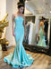 Blue Strapless Mermaid Sleeveless Evening Gown Maxi Long Evening Party Prom Dresses ,WGP1012