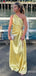 Elegant One Shoulder Sheath Yellow Evening Gown Long Formal Dresses Prom Dresses,WGP811