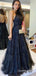 Elegant Sexy Black Halter Open Back A-line Evening Gown Long Prom Dresses with Pleats,WGP675