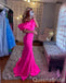 Charming Pink Side Slit Mermaid Strapless Evening Gown Maxi Long Formal Dresses Prom Dresses with Ruffle ,WGP971