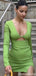 Sexy Long Sleeves V-neck Sheath Short Mini Homecoming Dress,QB1092