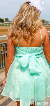 Casual Spaghetti Strap A-line Short Mini Homecoming Dress,QB1094