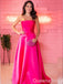 Strapless Hot Pink A-line Evening Gown Maxi Long Evening Party Prom Dresses ,WGP1159