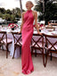 Elegant Pink Mermaid Sleeveless Side Slit Evening Prom Dresses,WGP516