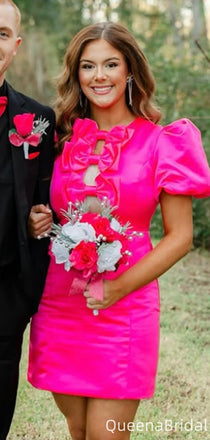 Gorgeous Short Sleeves Sheath Short Mini Homecoming Dress,QB0993