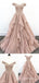 Gorgeous Elegant Dark Pink Off-the-shoulder Sweetheart A-line Lace Appliques Layer Evening Gown Maxi Long Formal Dresses Prom Dresses with Ruffles ,WGP904