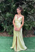 Sexy Light Yellow Spaghetti Straps Front Slit Party Dress Long Prom Dresses to Impress ,WGP1716