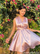 Casual Halter V-neck A-line Short Mini Homecoming Dress,QB1096