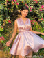 Casual Halter V-neck A-line Short Mini Homecoming Dress,QB1096