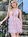 Elegant Halter V-neck A-line Short Mini Homecoming Dress,QB1099