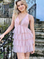 Elegant Halter V-neck A-line Short Mini Homecoming Dress,QB1099