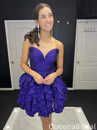 Elegant Strapless Sweetheart A-line Short Mini Homecoming Dress,QB1100