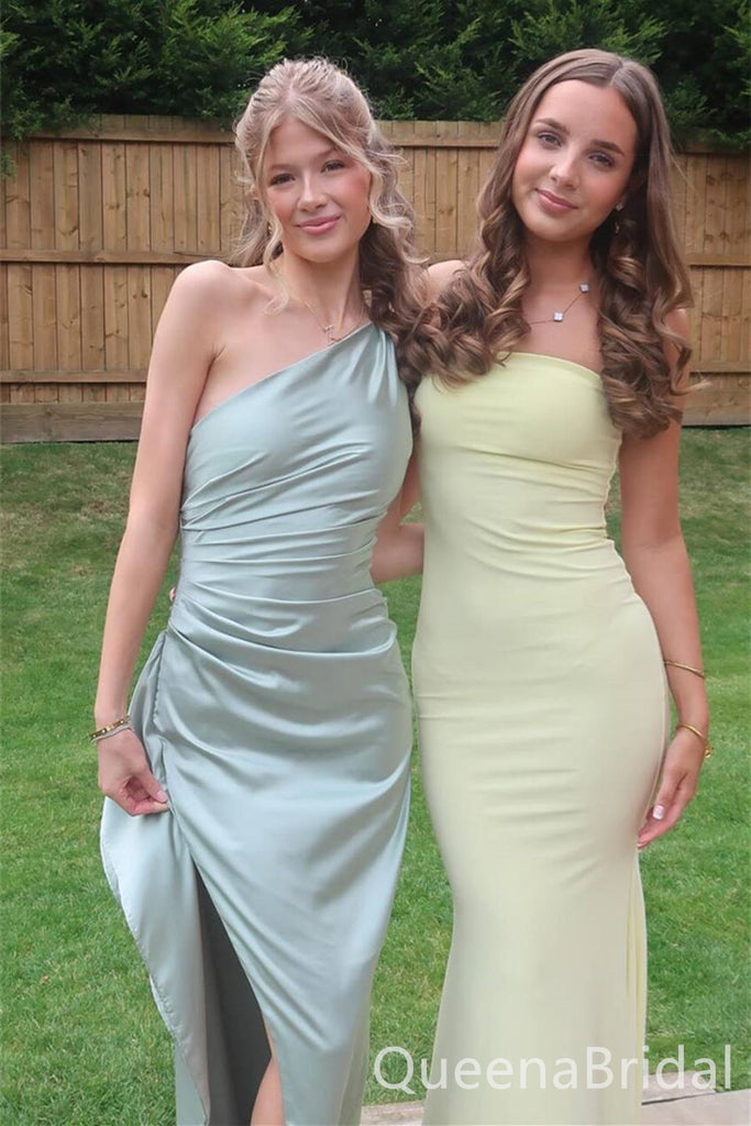 Gorgeous One Shoulder Side Slit Sheath Long Prom Dresses  ,WGP1584