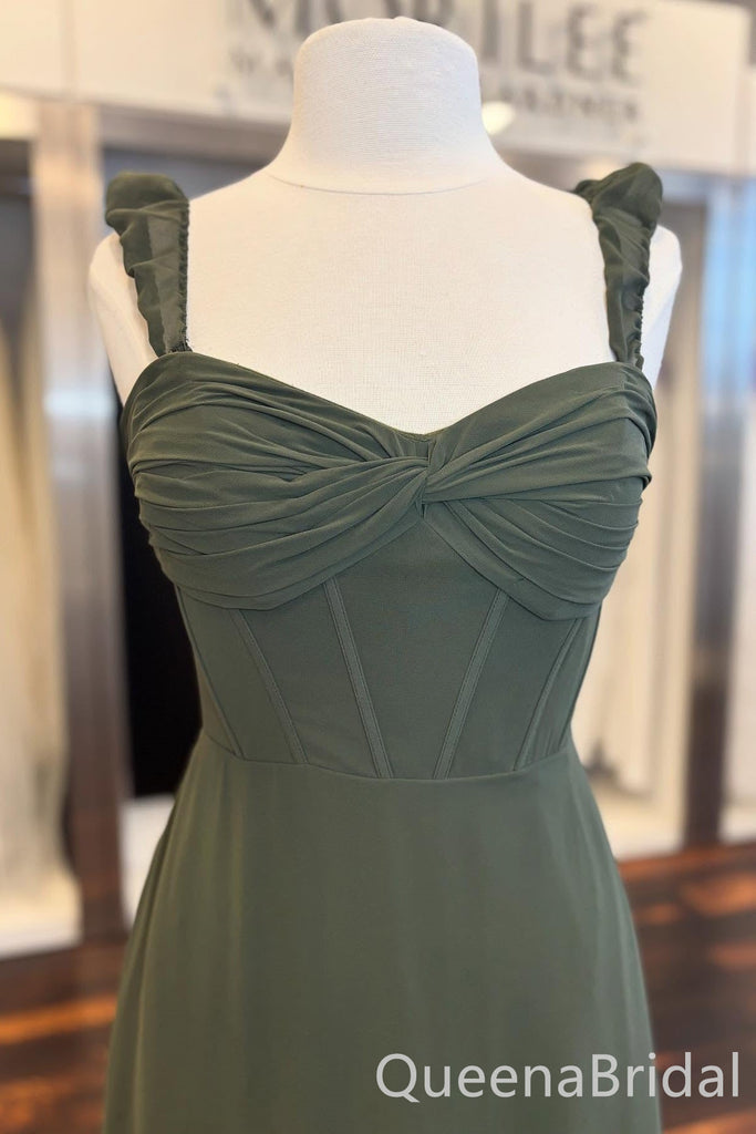 Gorgeous Green Sweetheart Side Slit A-line Long Prom Dresses  ,WGP1585