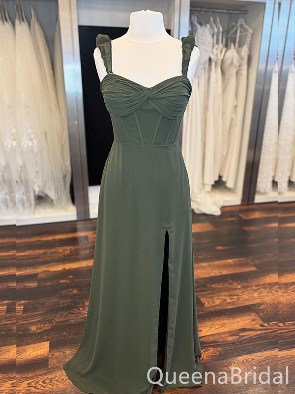 Gorgeous Green Sweetheart Side Slit A-line Long Prom Dresses  ,WGP1585